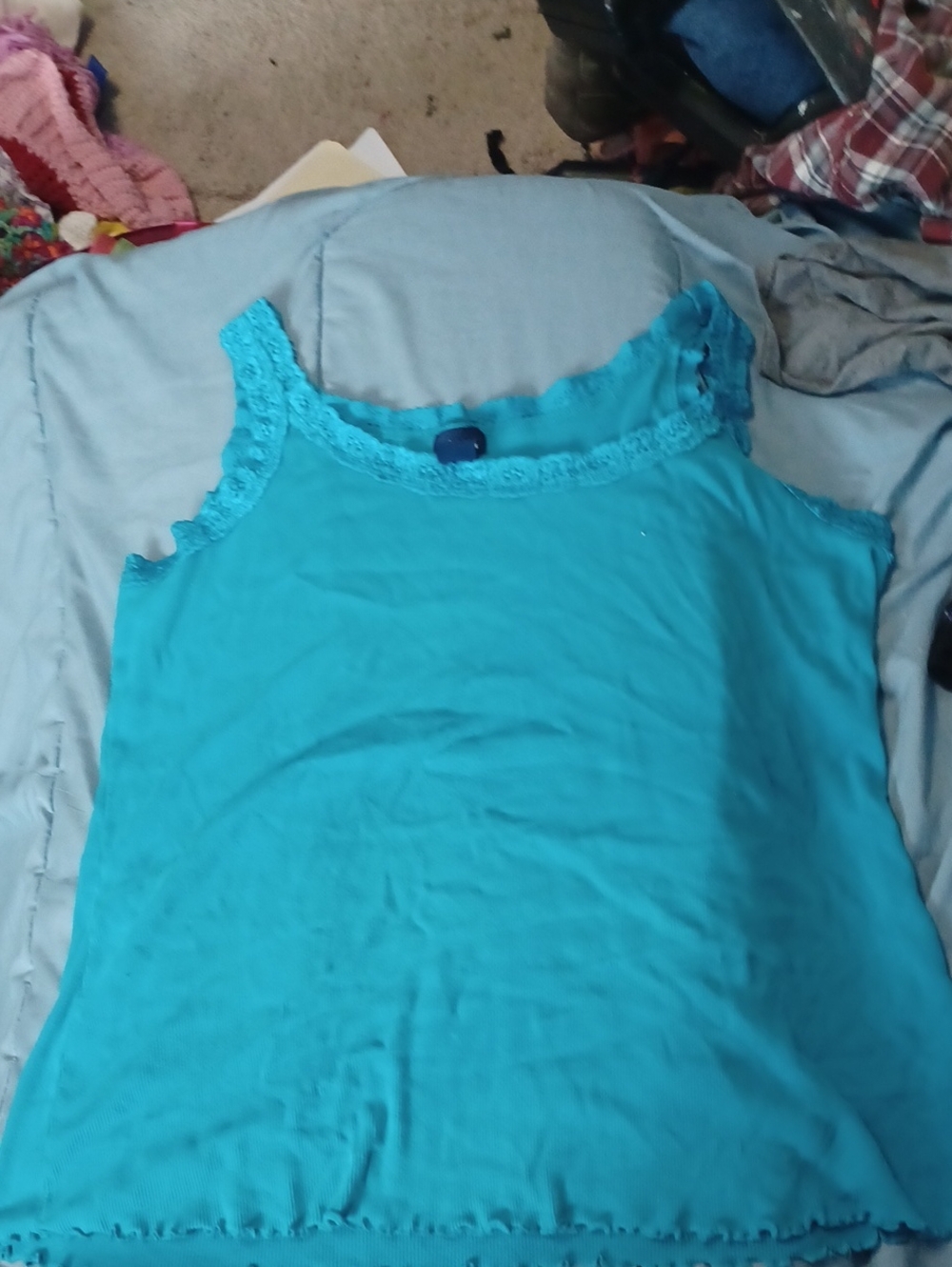 Cute Blue Lace Tank Top